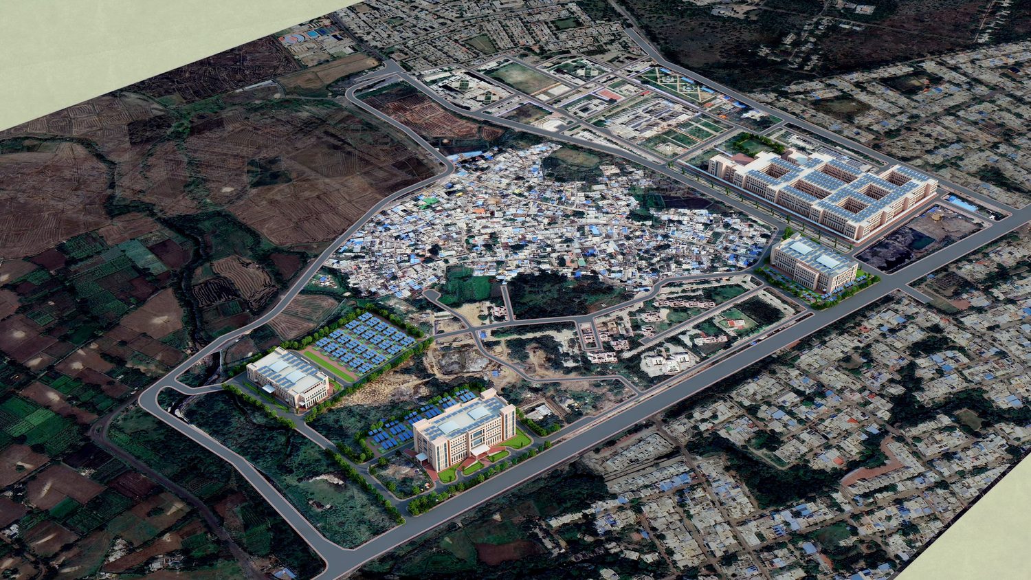 Aerial view of the AIIMS Bhopal campus with the Phase II blocks