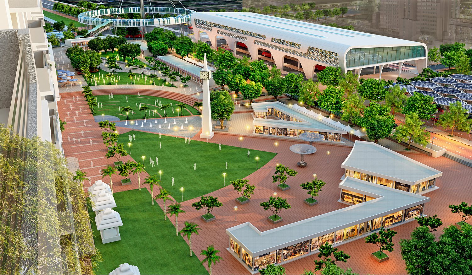 Landscaped courts between the blocks