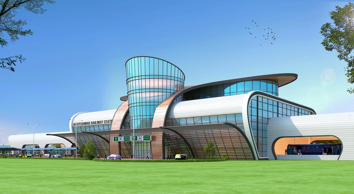 The station building from the forecourt