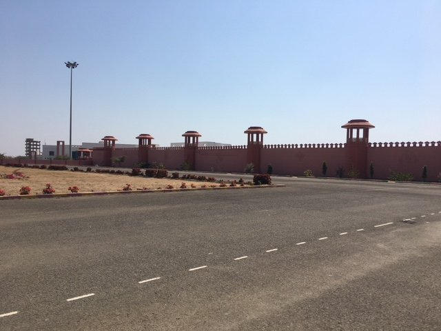 The fort wall along the parade ground