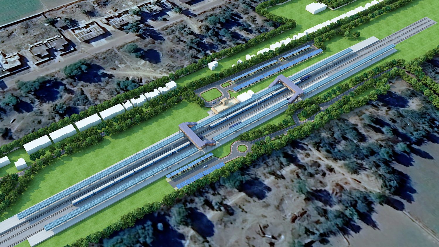 The tracks and footbridges