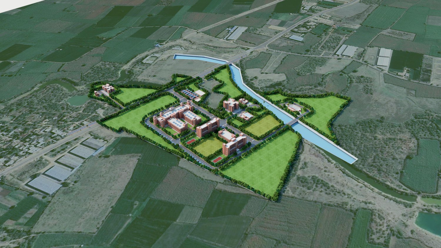 The campus from the other side of the canal