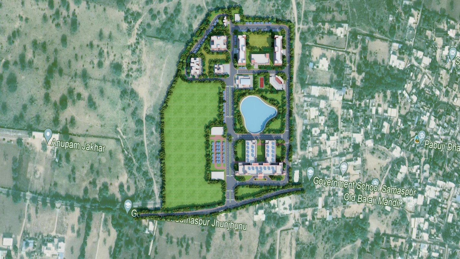 The campus from the approach road