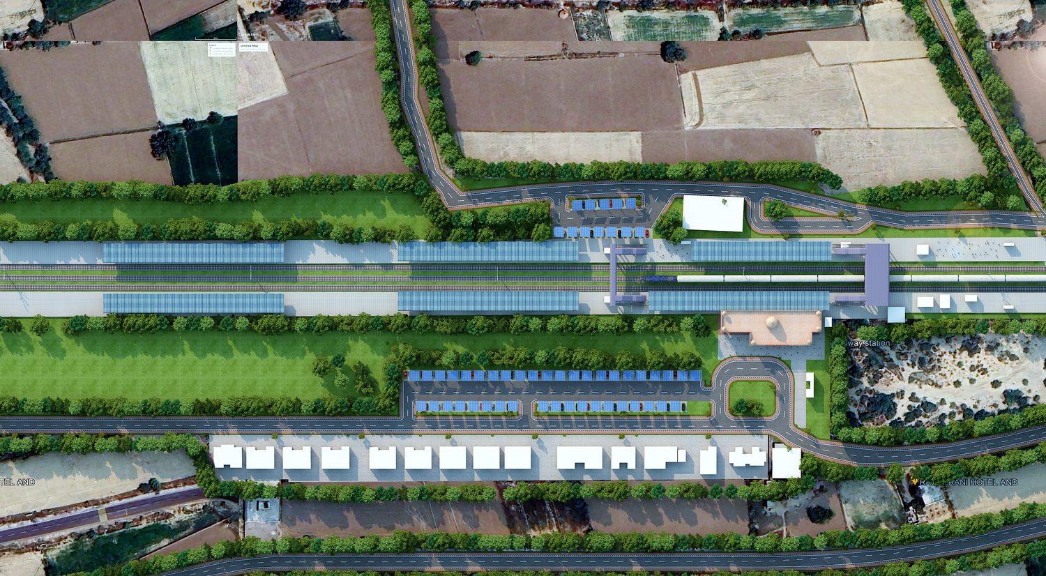 Plan view of the station area