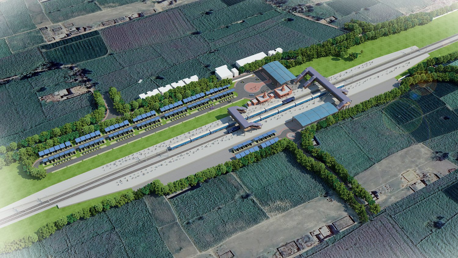 Platforms, footbridges and parking