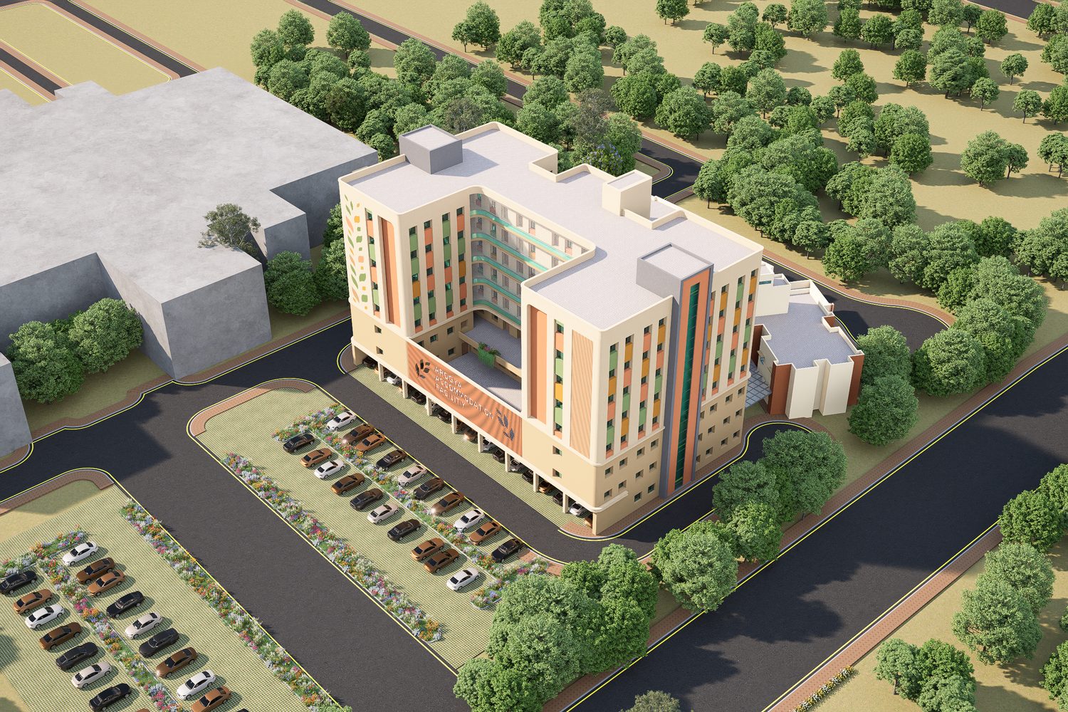The block around its open court, beside the existing Dharamshala