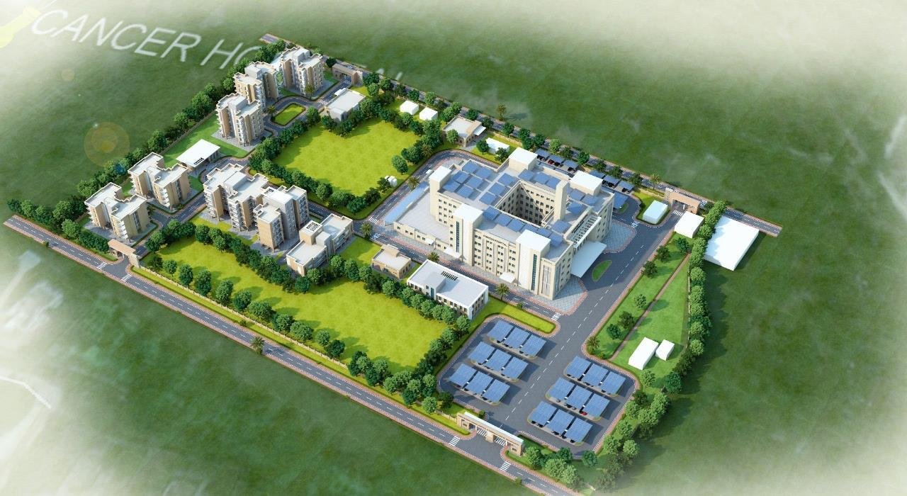 The hospital campus from above