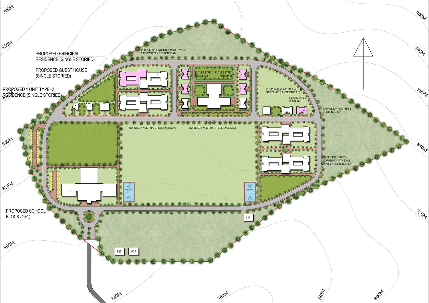 Site plan, JNV Noney, Manipur