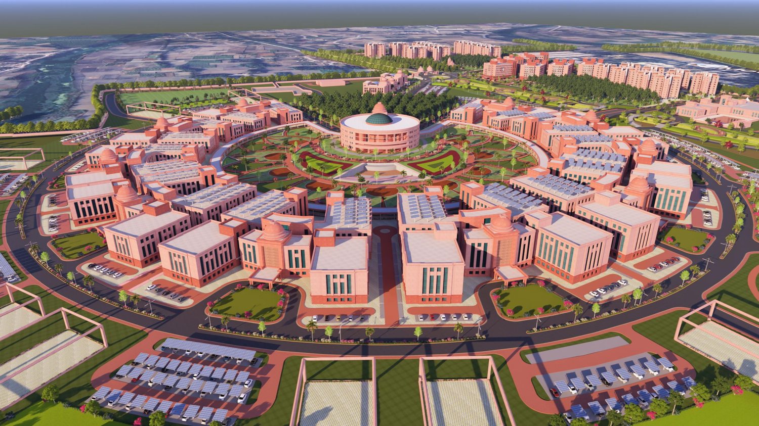 Academic blocks radiating from the core