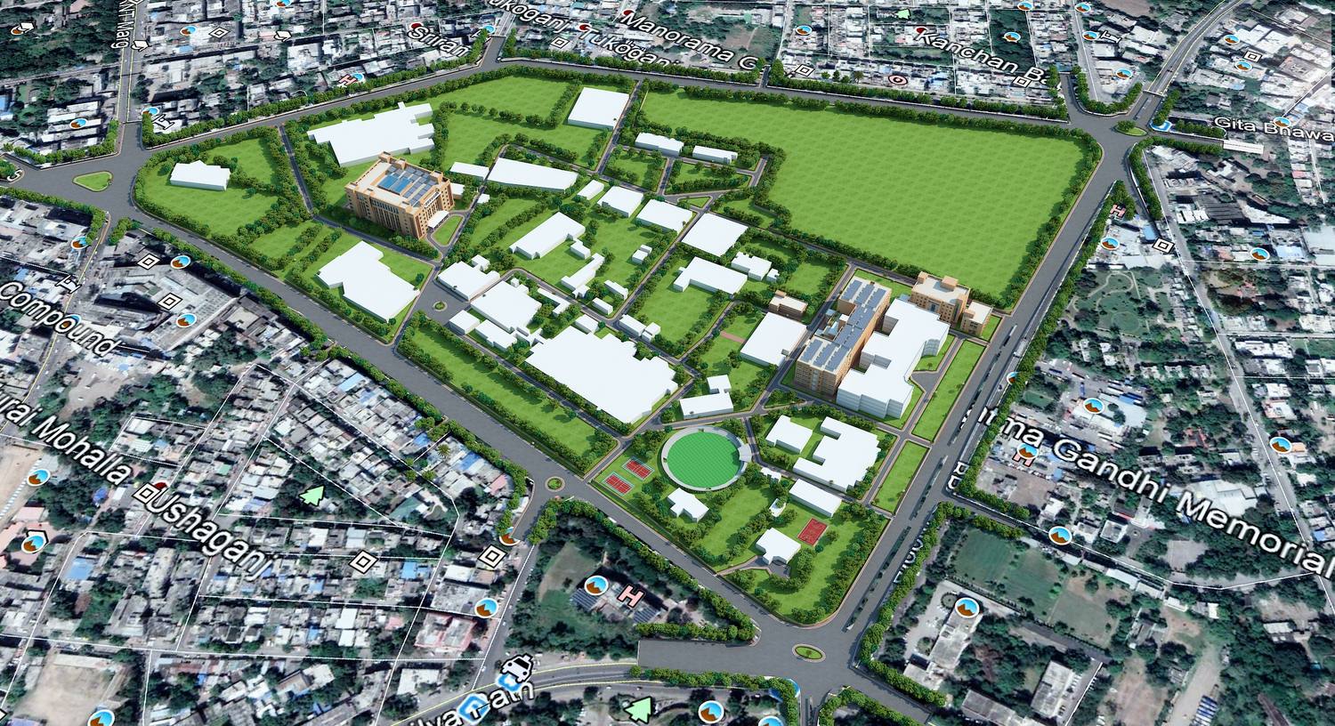 The campus from the air