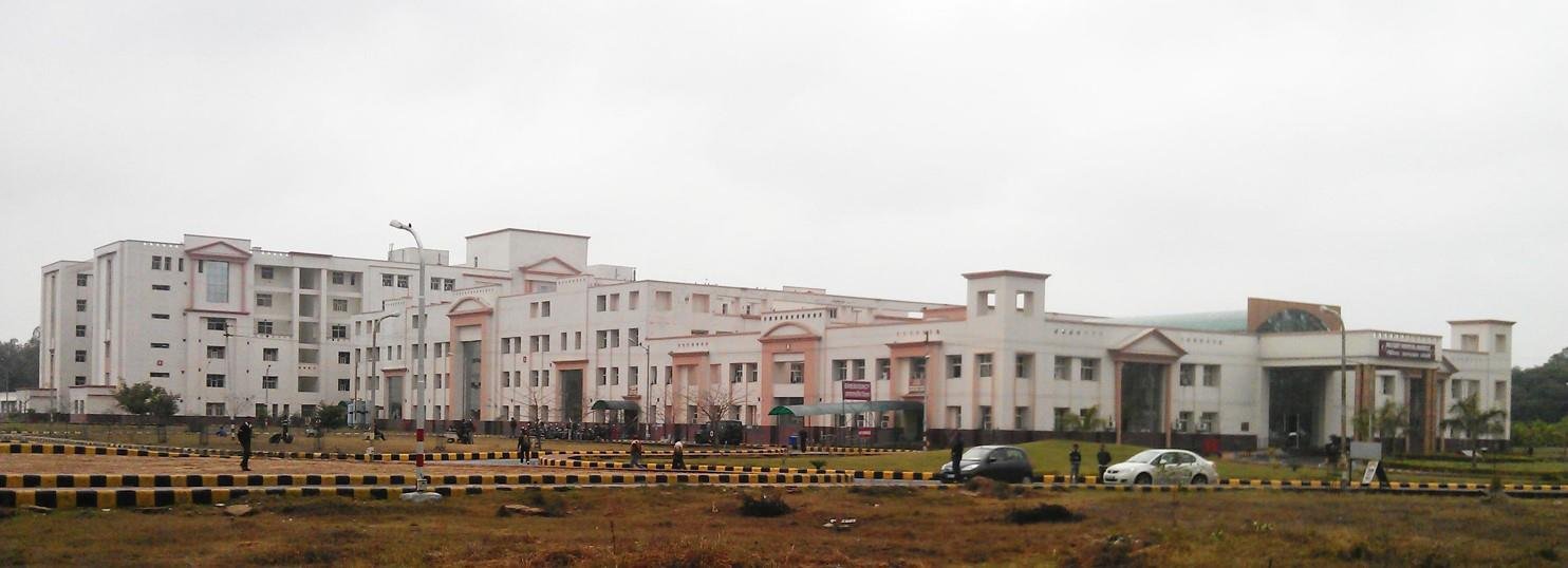 The completed hospital across the grounds