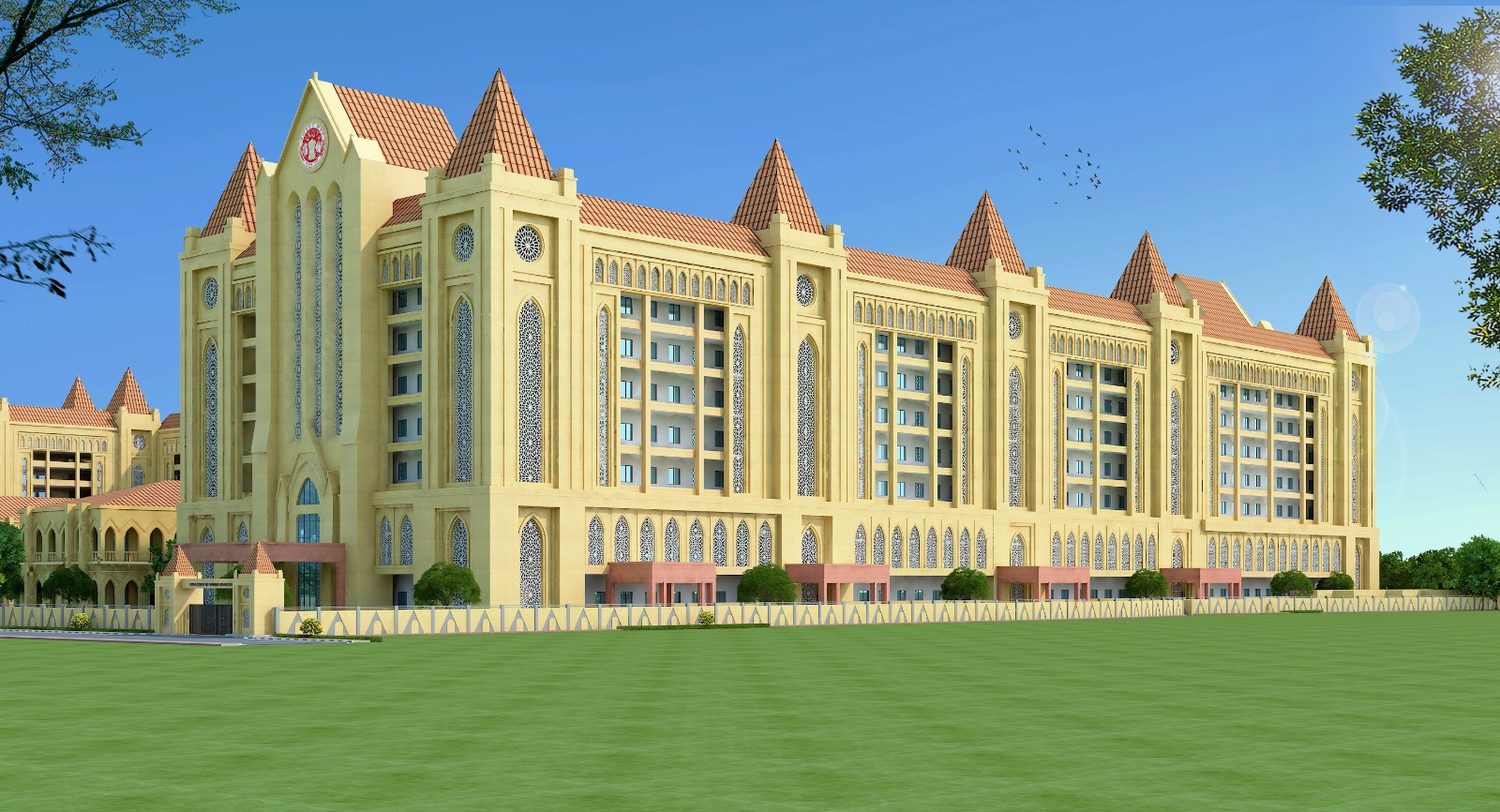 The main annexe block and its entrance tower