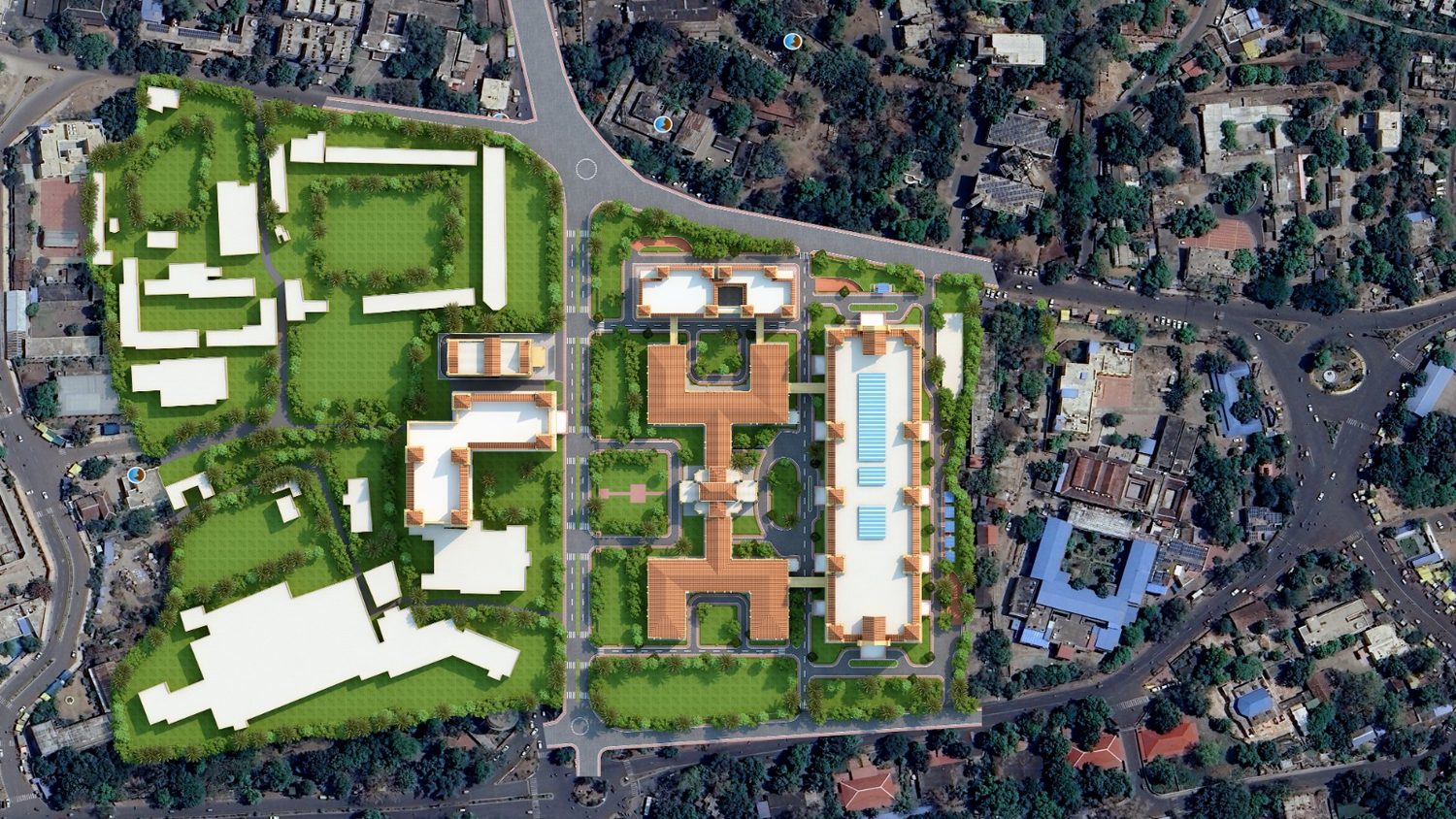 Site plan: the new buildings within the High Court campus
