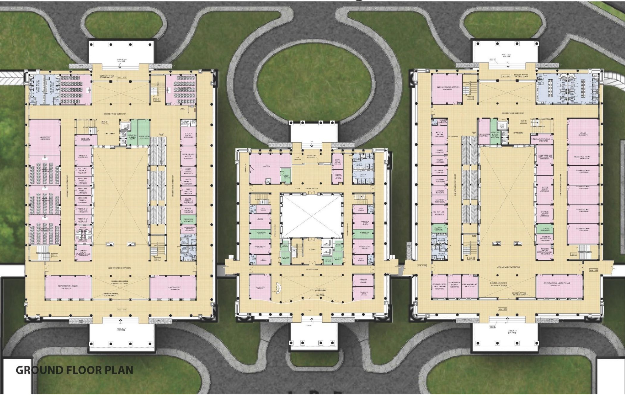 Ground floor plan of the academic and administrative building
