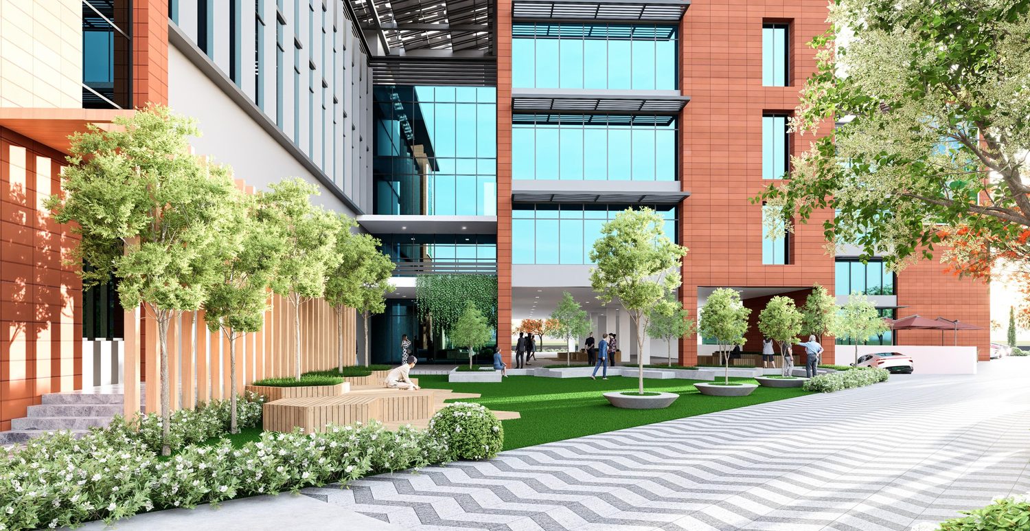 A courtyard between the blocks
