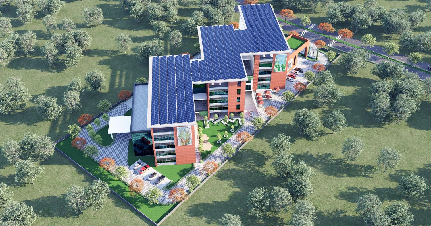 The roof of solar panels