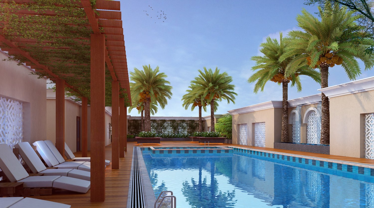 The pool deck
