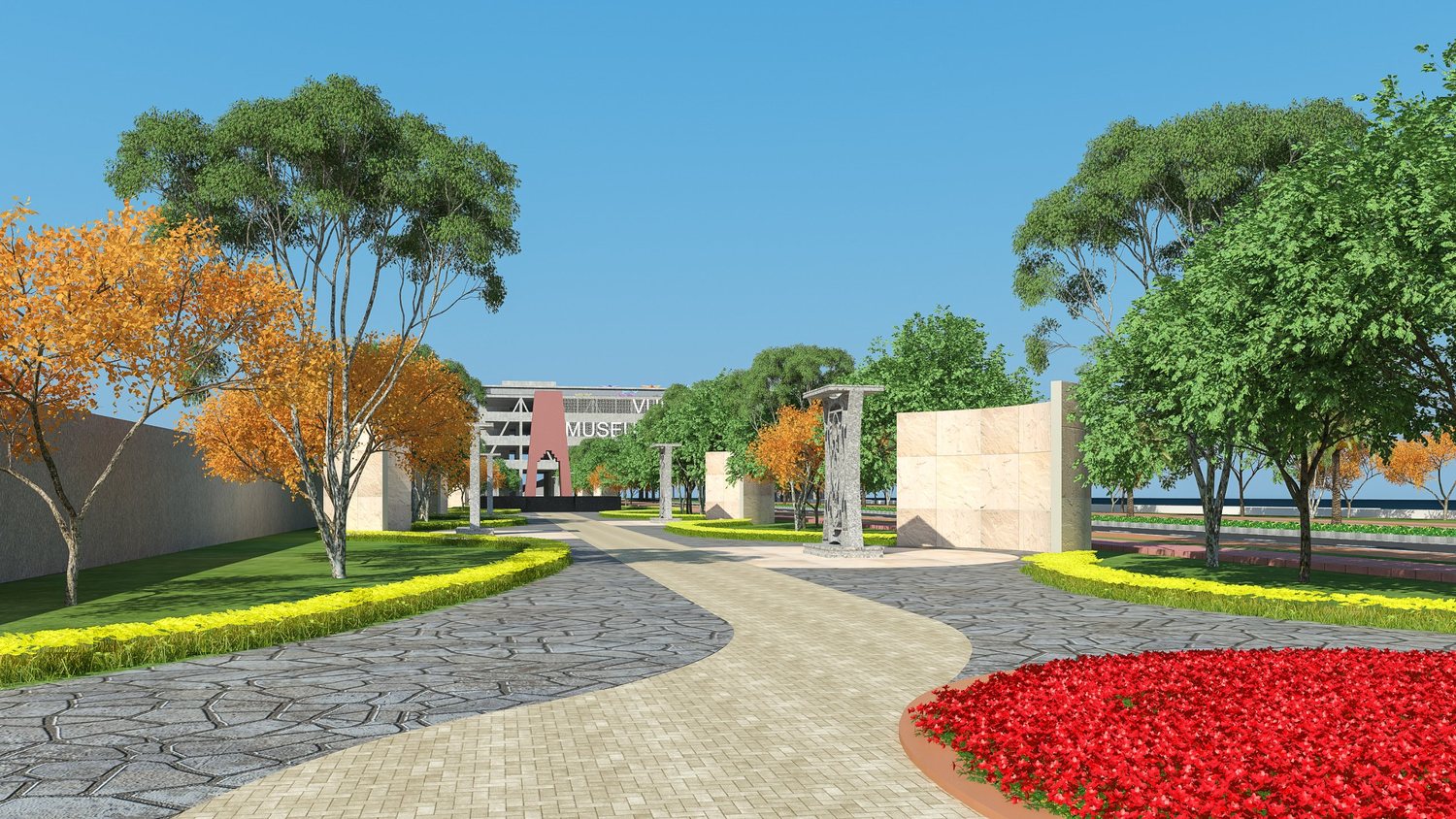 The approach to the war memorial